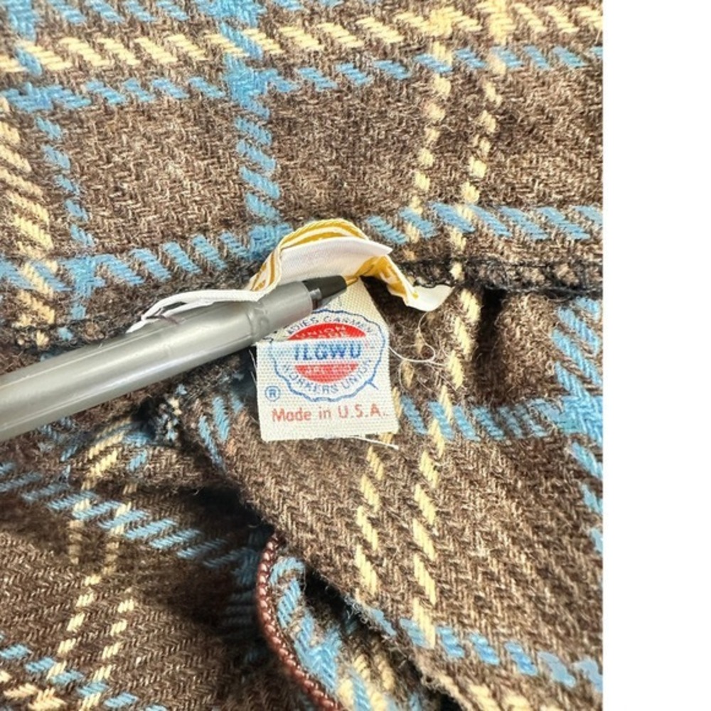 Vintage 70s 80s Plaid Wool Tweed Academic Skirt Brown Midi Length A-Line Sz S - Picture 9 of 10